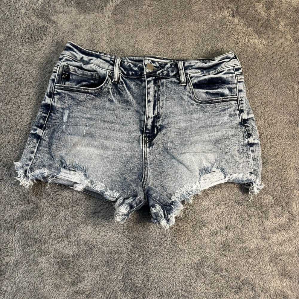 Kancan Acid Wash Distressed High Rise Denim Shorts Blue Size 11 29 KC20031ACM